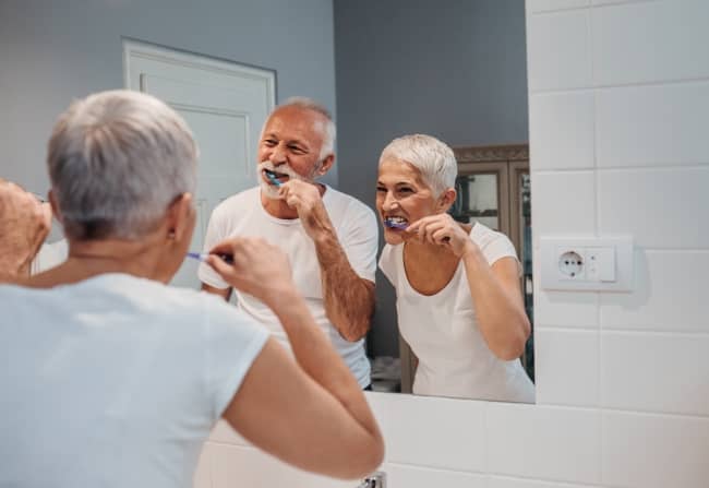 Brushing twice a day should be a well-established routine for many seniors.